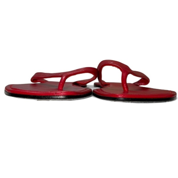 Zara Red Leather Square-Toe Thong Sandals – EU 36 / US 6 BNWOT-Minimalist - Picture 6 of 8